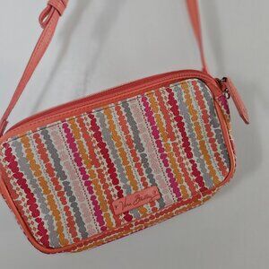 Vera Bradley Confetti Stripe Pebbled PVC Crossbody Handbag